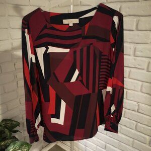 Loft Ladies Long Sleeve Round Neck Rounded Hem Blouse / Tunic